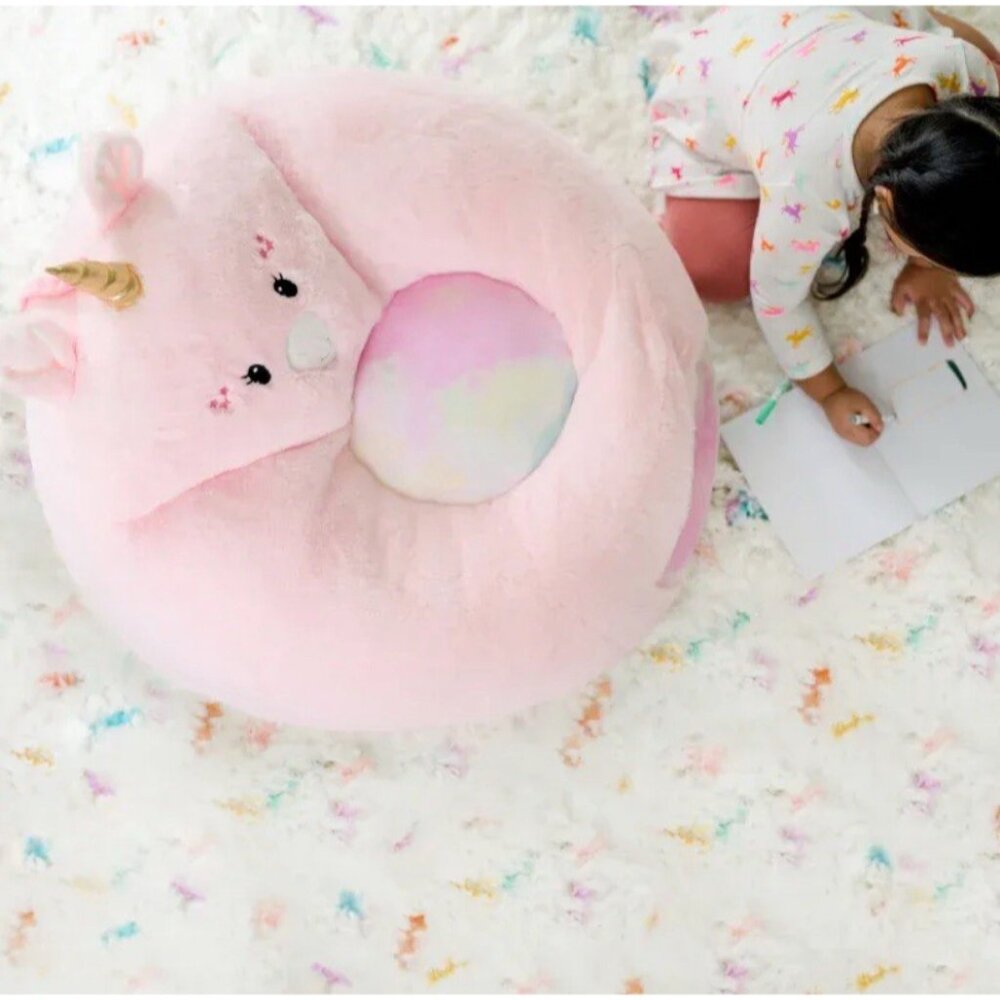 Your Zone Kids, Pink Soft Plush Unicorn Large Bean Bag Chair, Girls Kids 2.25 ft - Picture 3 of 11